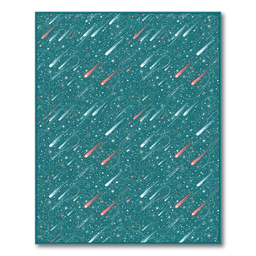 Meteor Shower Teal Area Rug
