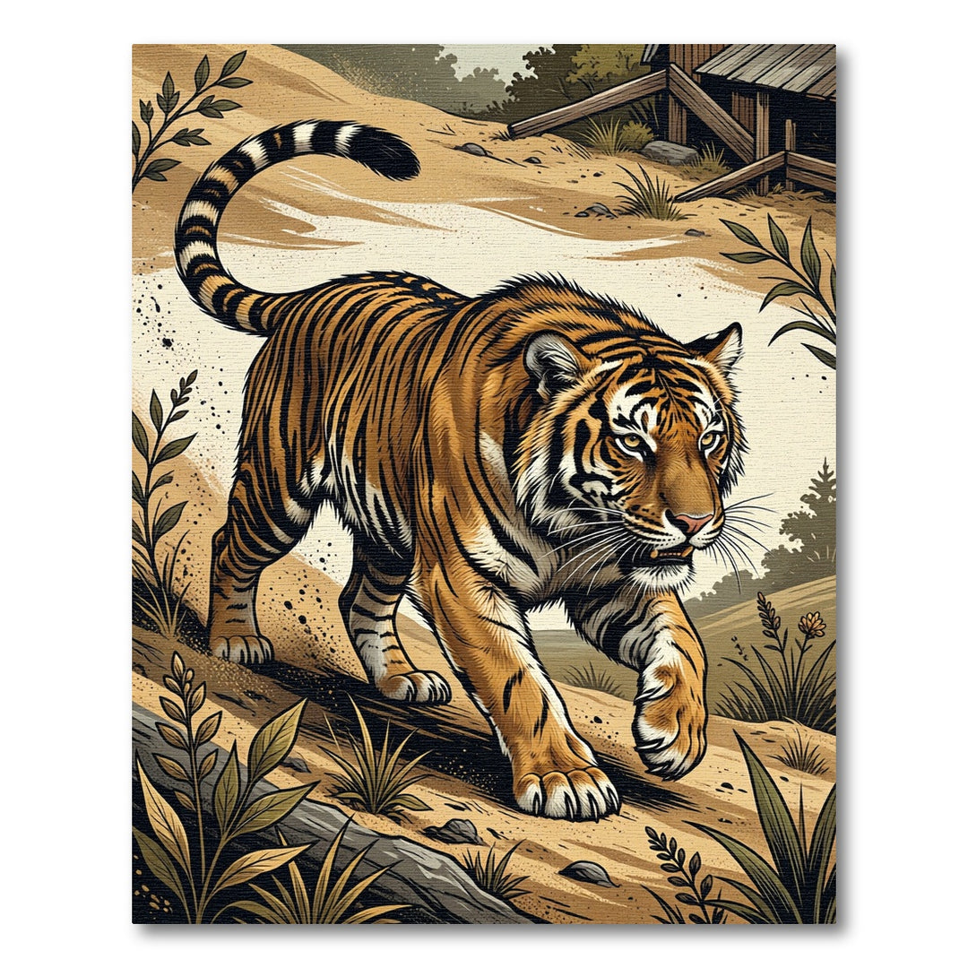 Golden Tiger In Lush Jungle Rug