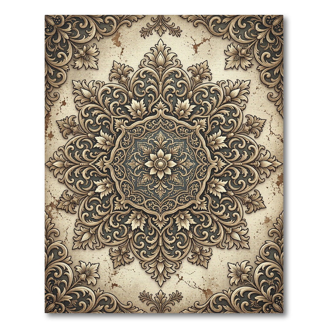 Luxurious Golden Floral Medallion Rug
