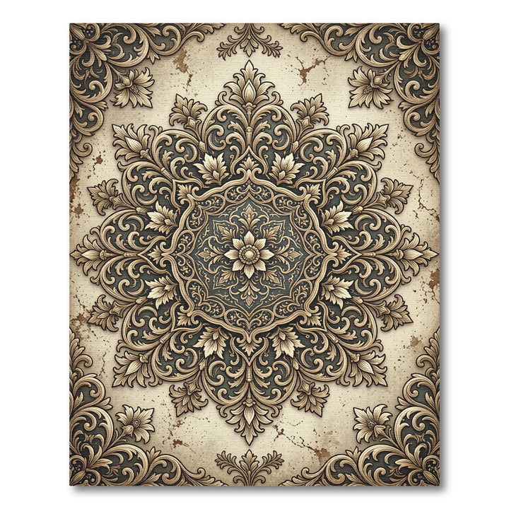 Luxurious Golden Floral Medallion Rug