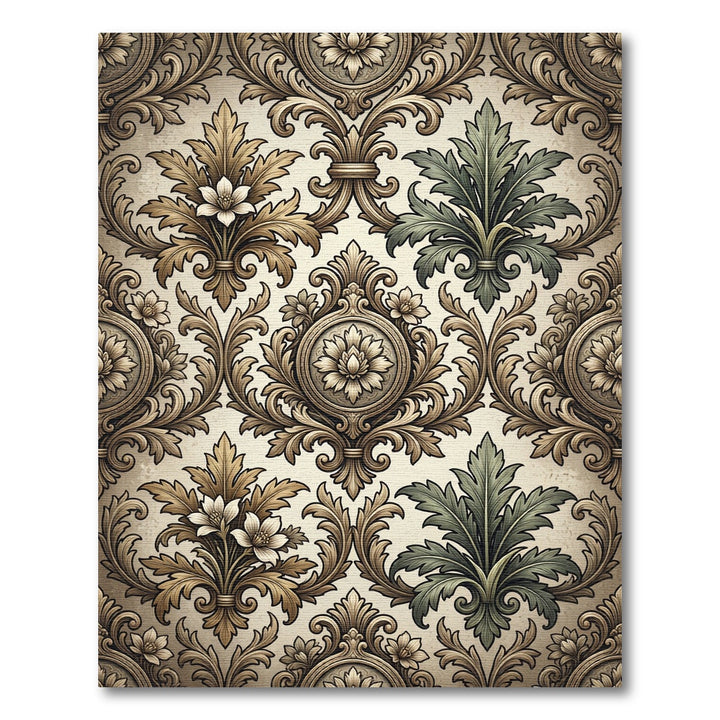 Vintage Gold Floral Acanthus Ornament Rug