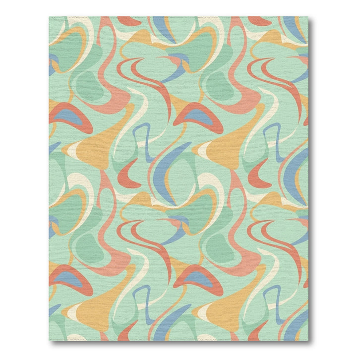 Retro Swirl Abstract Peach Blue Cream Rug