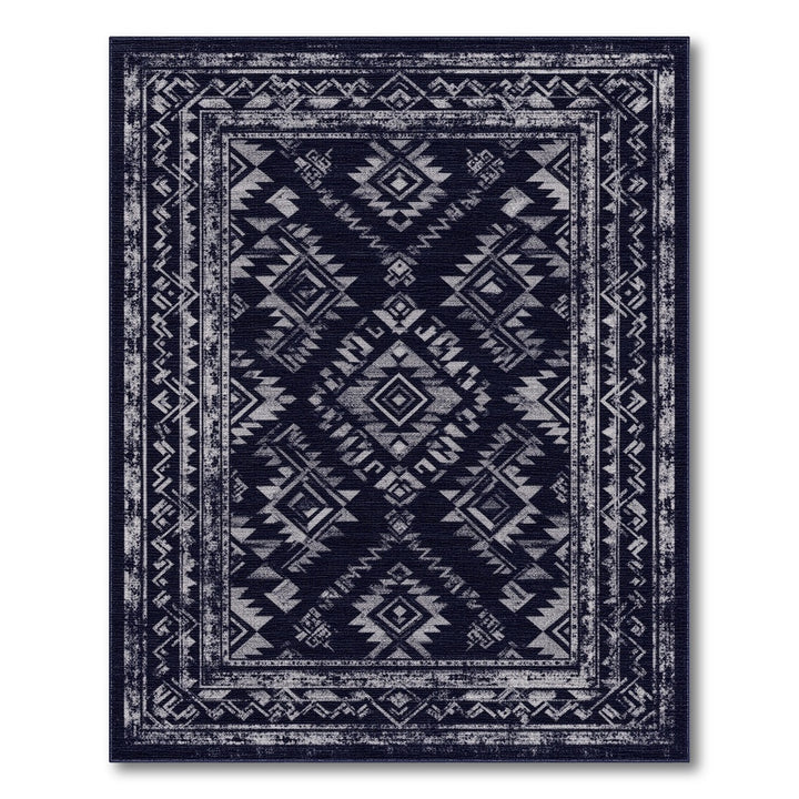 Black White Heritage Tribal Area Rug