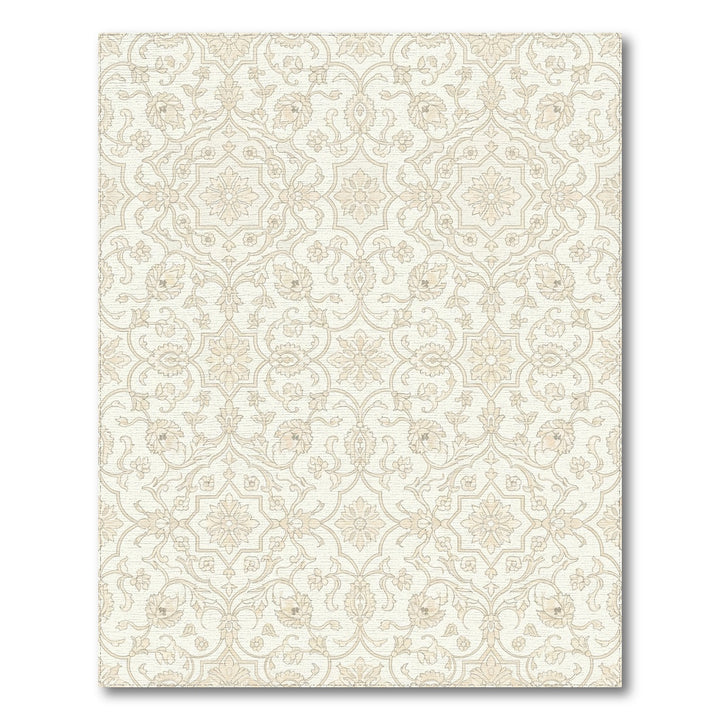 Cream Floral Geometric Medallion Rug