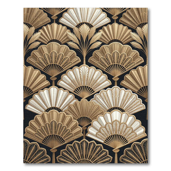 Art Deco Golden Fan Art Rug