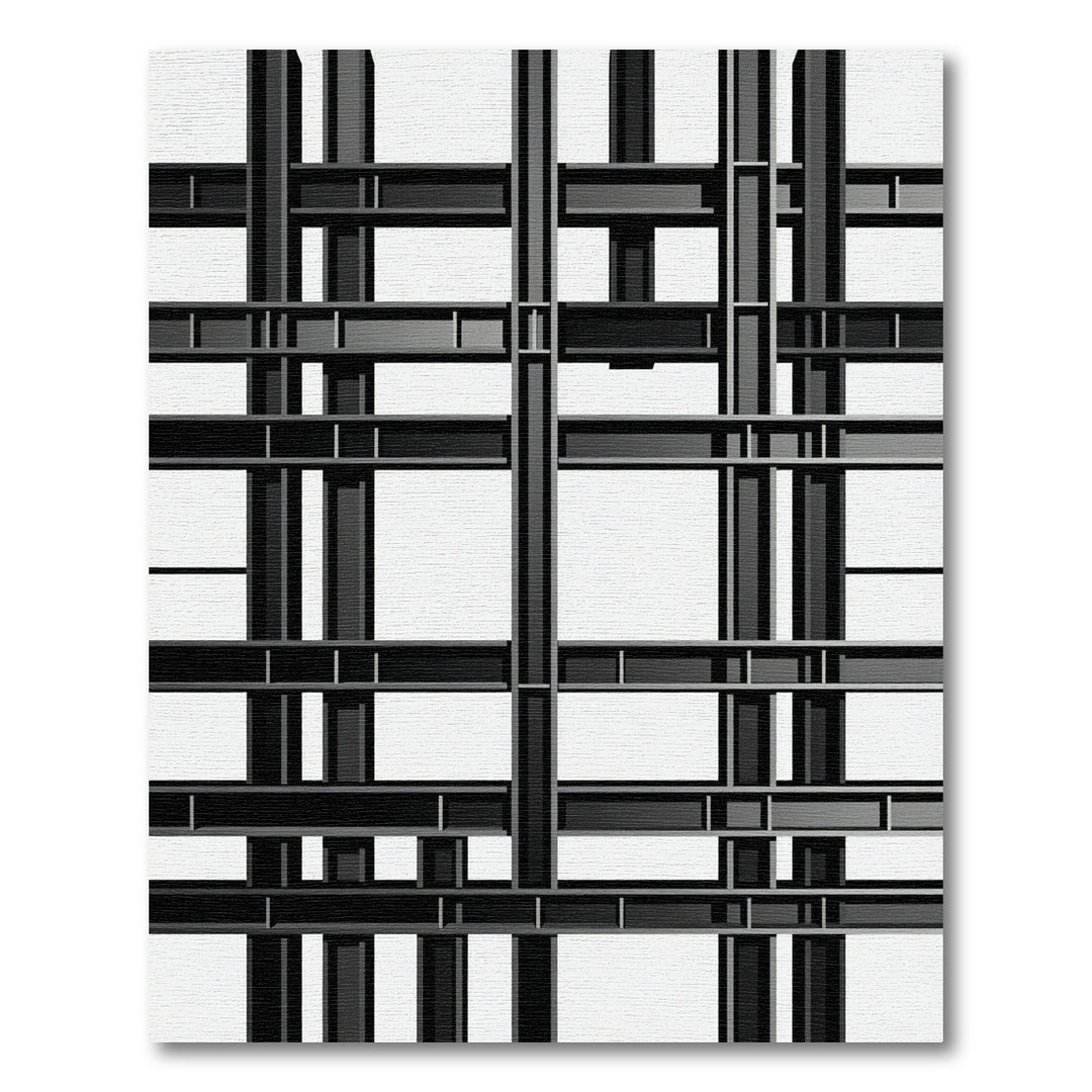 Black White Grid Modern Abstract Rug