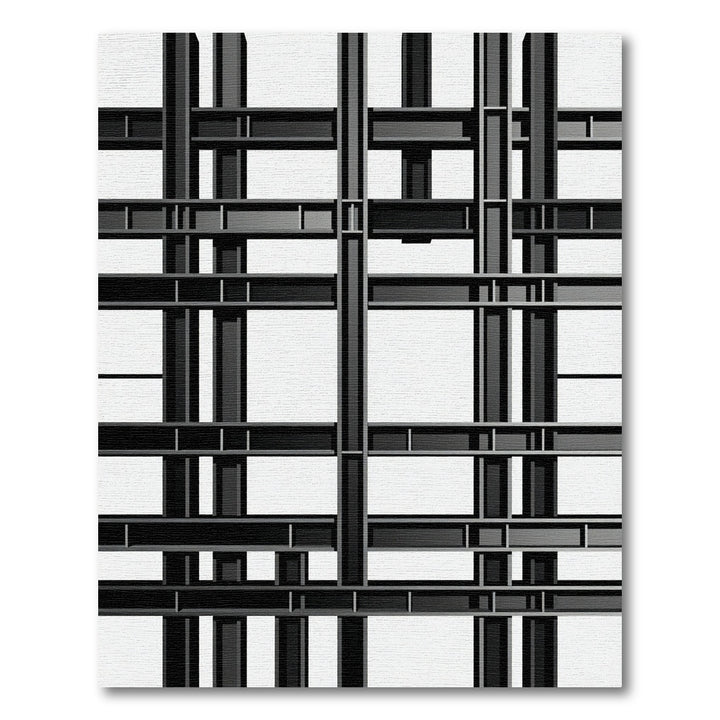 Black White Grid Modern Abstract Rug