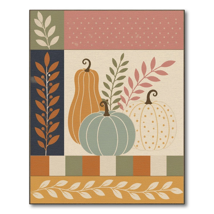 Rustic Farmhouse Autumn Pumpkin Harvest Area Rug