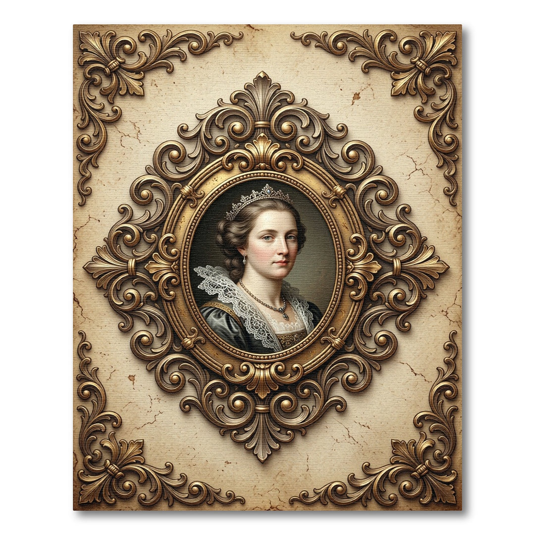 Regal Gilded Rococo Portrait Rug