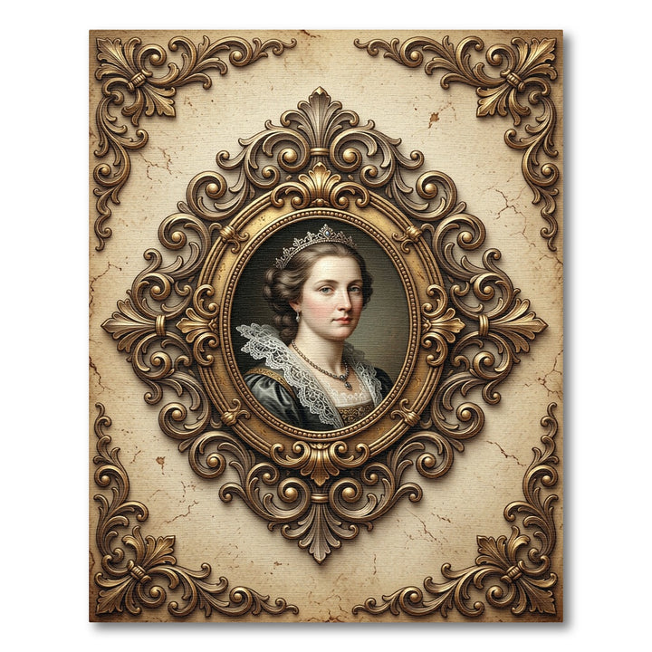 Regal Gilded Rococo Portrait Rug