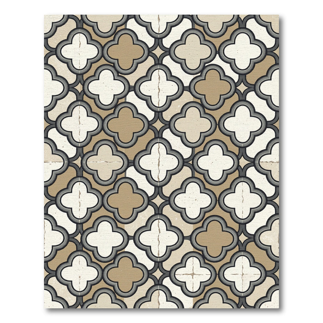 Earthy Quatrefoil Geometric Tile Rug