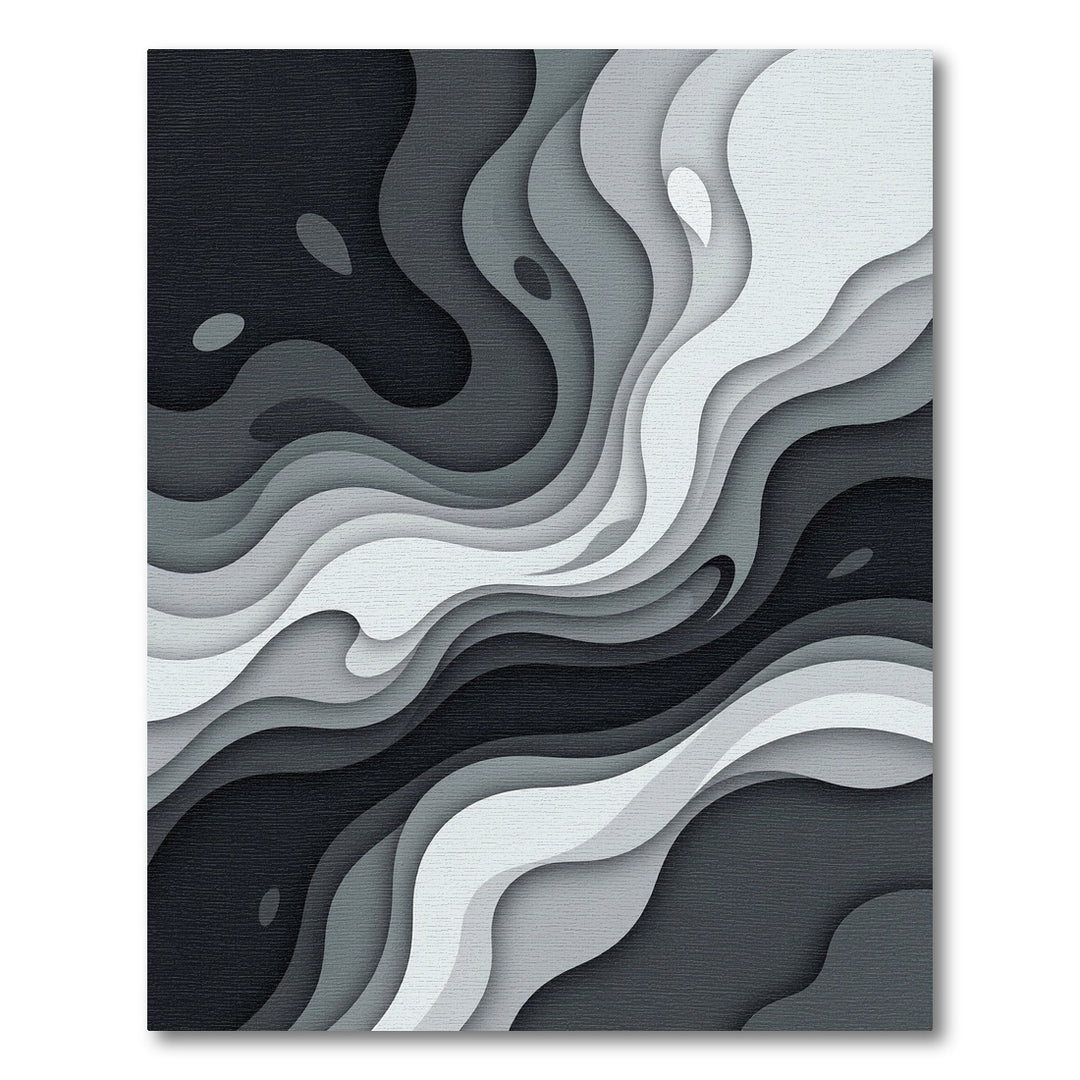 Monochromatic Abstract Layered Wave Rug