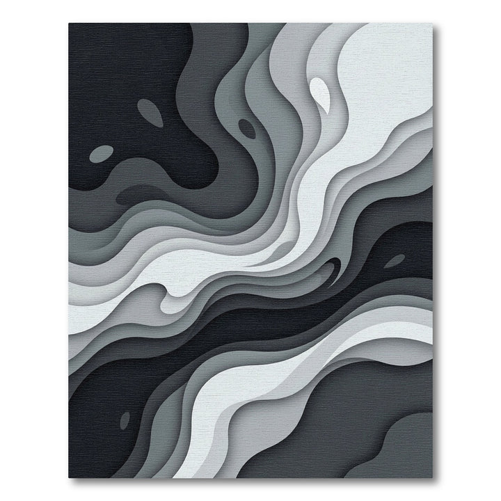 Monochromatic Abstract Layered Wave Rug