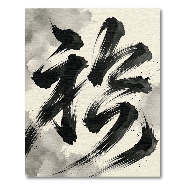 Bold Black Calligraphy Abstract Rug