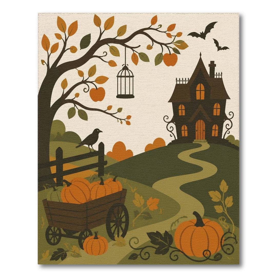 Orange Pumpkin Patch Halloween Area Rug