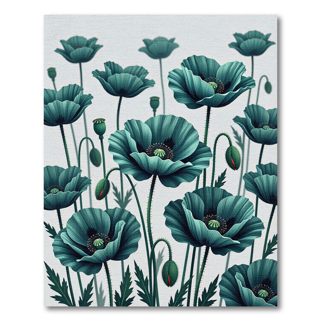 Teal Poppy Bloom Arrangement Rug