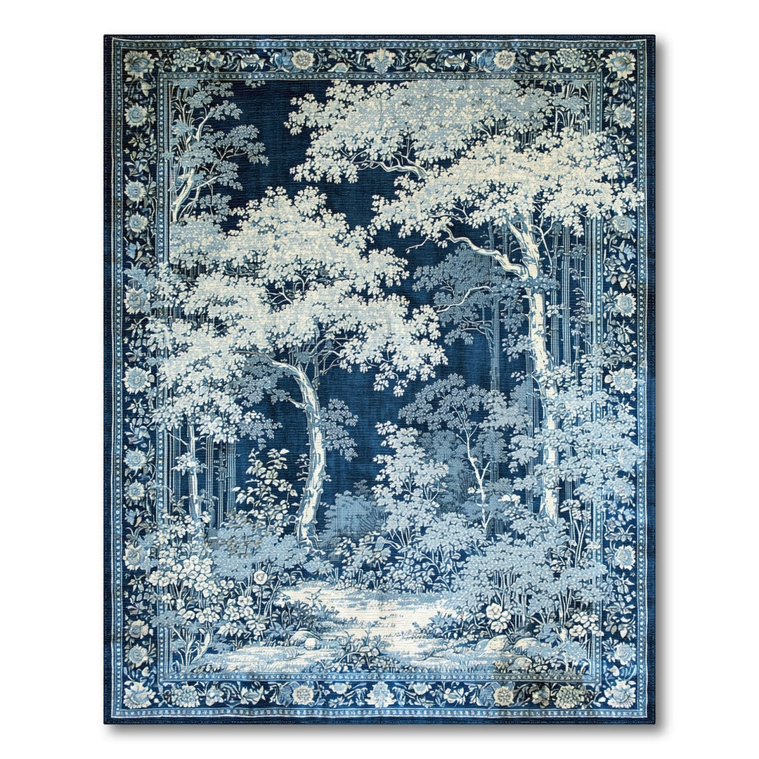 Blue Forest Toile Area Rug