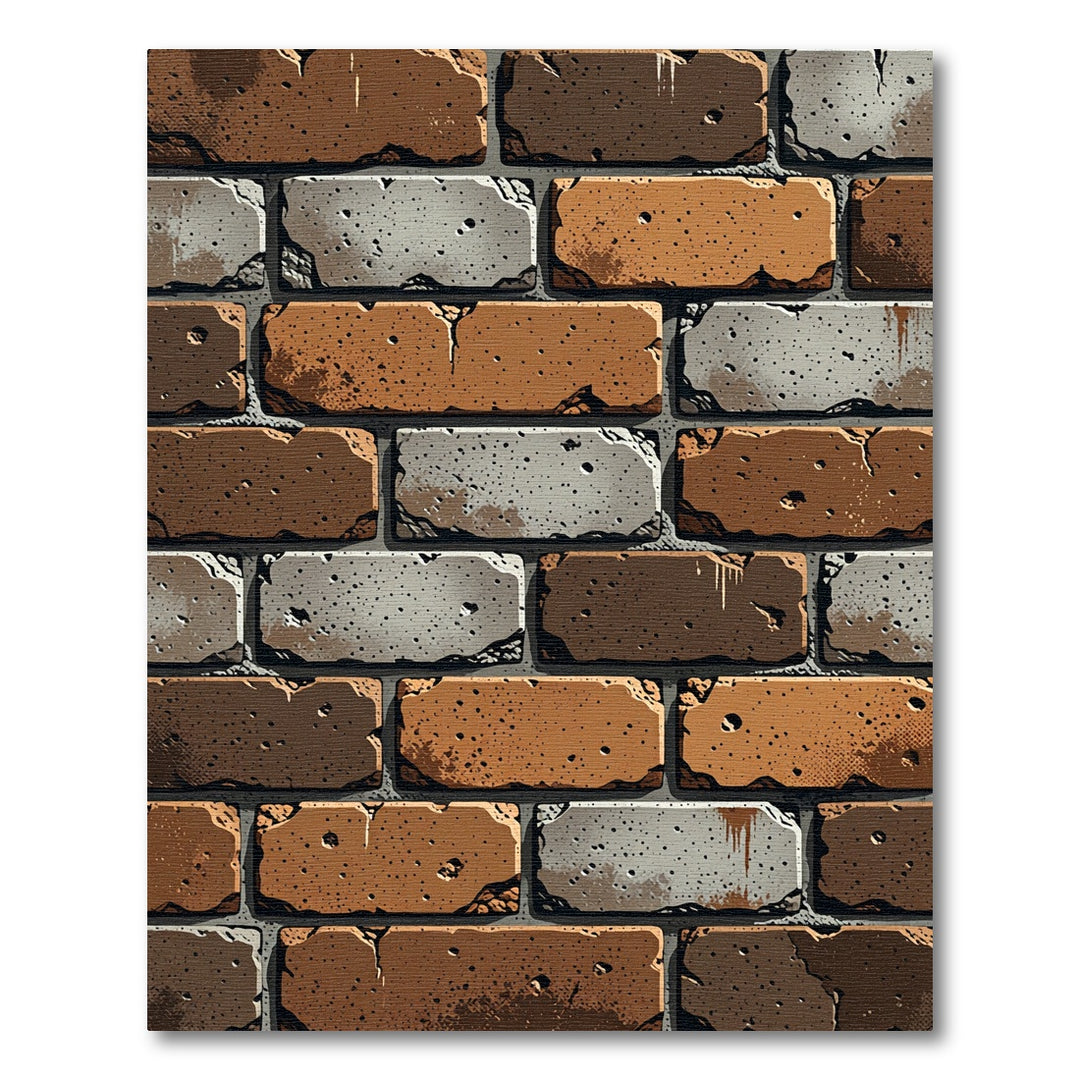 Rustic Brown Gray Brick Wall Rug