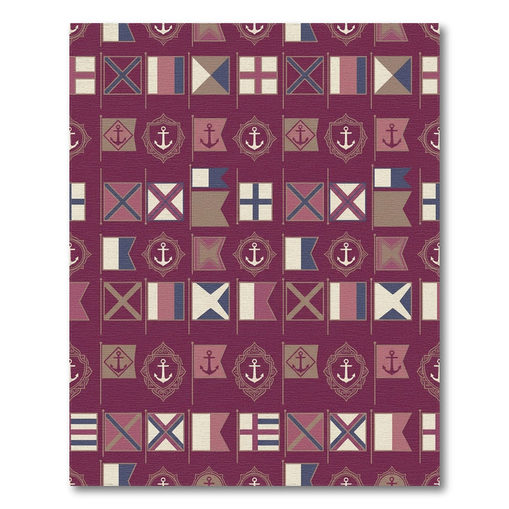 Nautical Flags Crimson Anchor Collage Rug