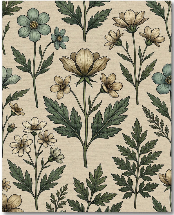 Vintage Botanical Anemone Floral Rug