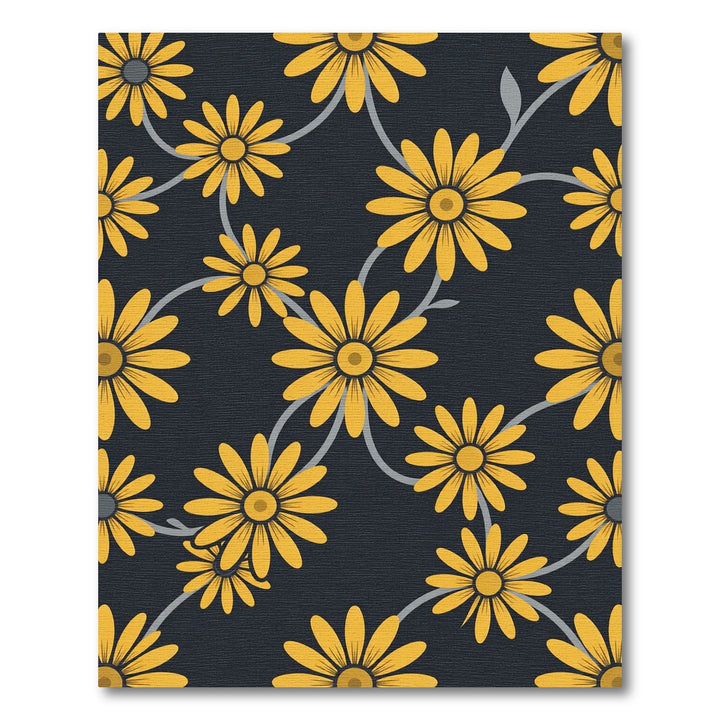 Sunny Yellow Daisy Vine Rug