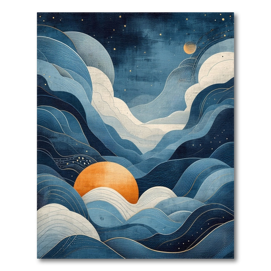 Celestial Blue Wave Area Rug