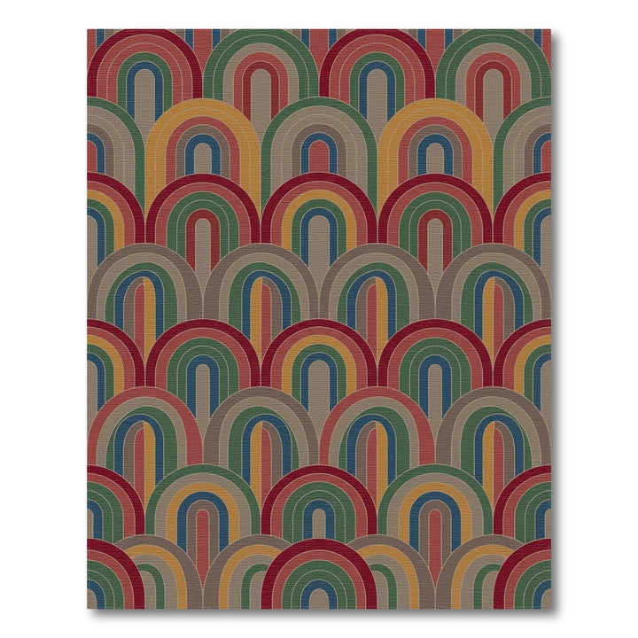 Retro Arched Rainbow Multicolored Rug