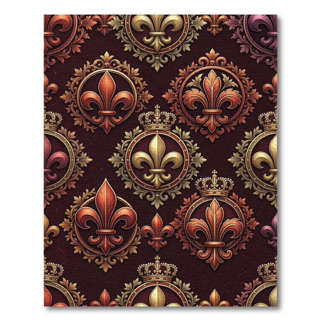 Gold Burgundy Royal Fleur de Lis Rug