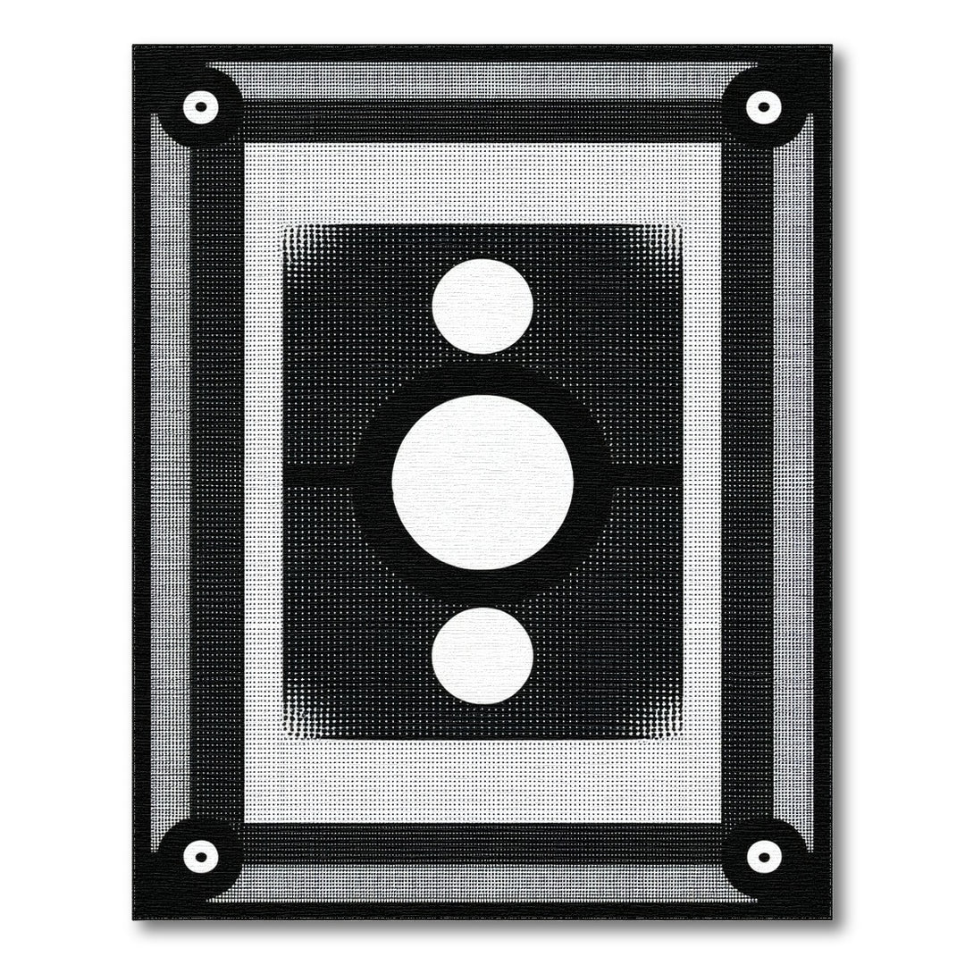 Black White Geometric Circle Area Rug