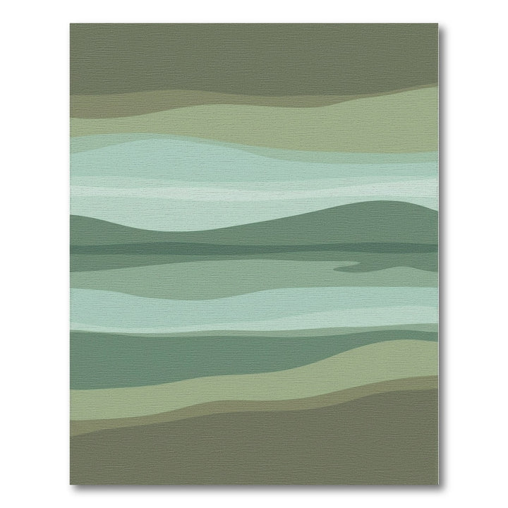 Earthy Green Abstract Wavy Stripes Rug