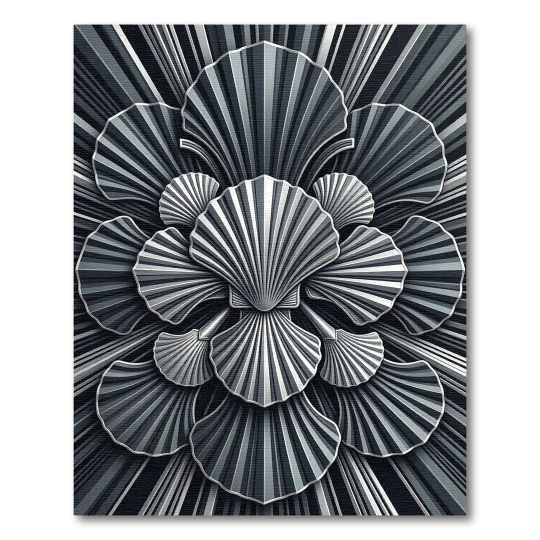 Monochromatic Art Deco Fan Rug