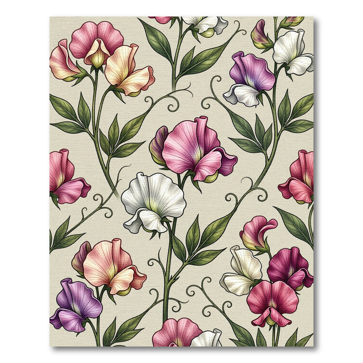 Vintage Pink And Purple Sweet Pea Rug