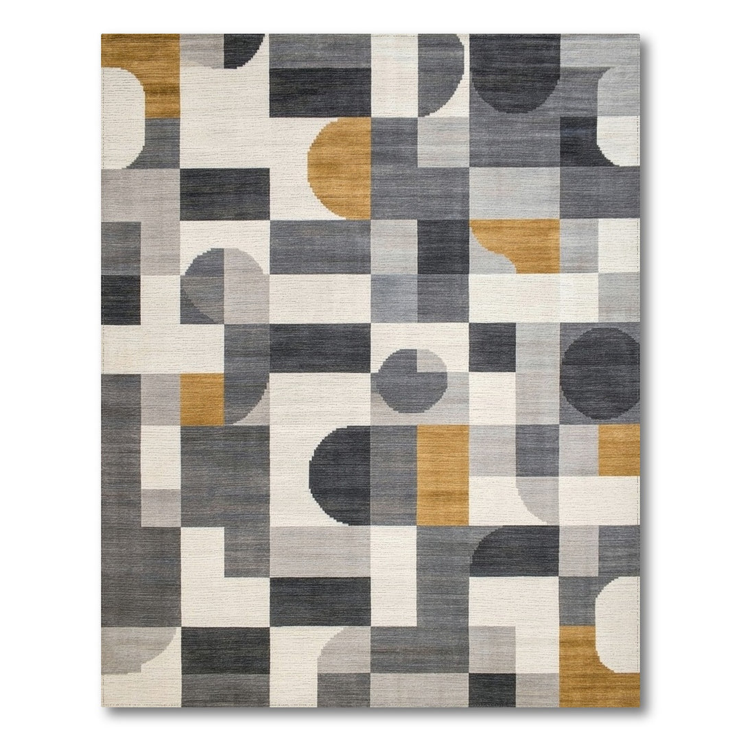 Grey Geometric Modern Area Rug