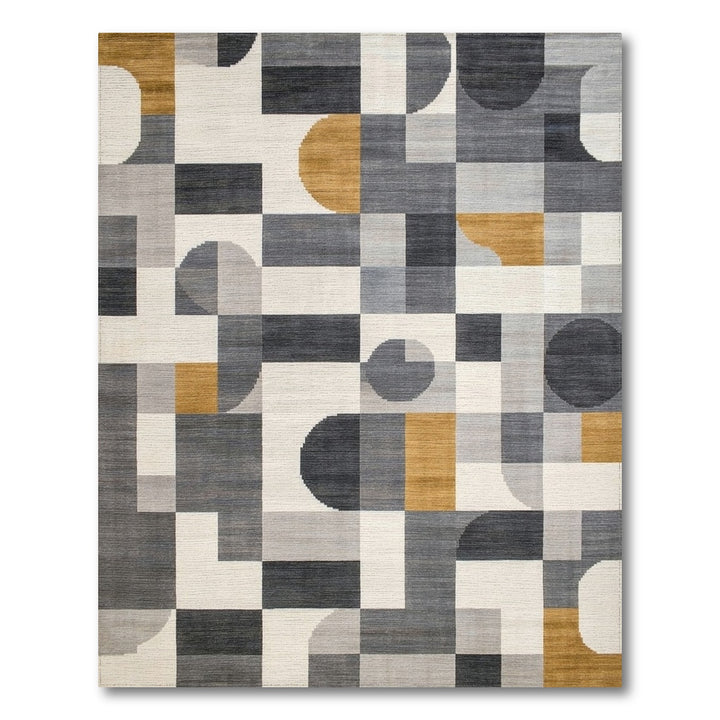 Grey Geometric Modern Area Rug