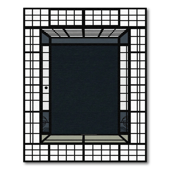 Japanese Shoji Screen Dark Room Rug