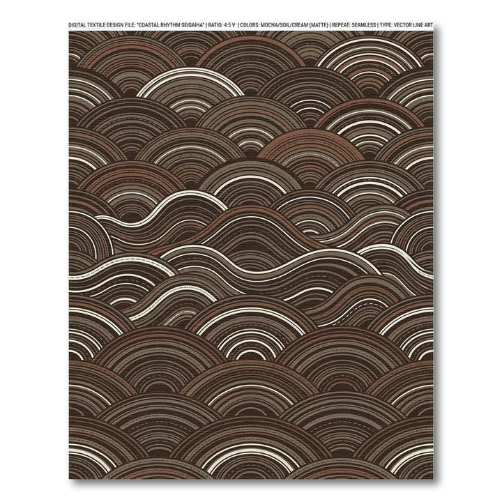 Seigaiha Waves Mocha Cream Rug