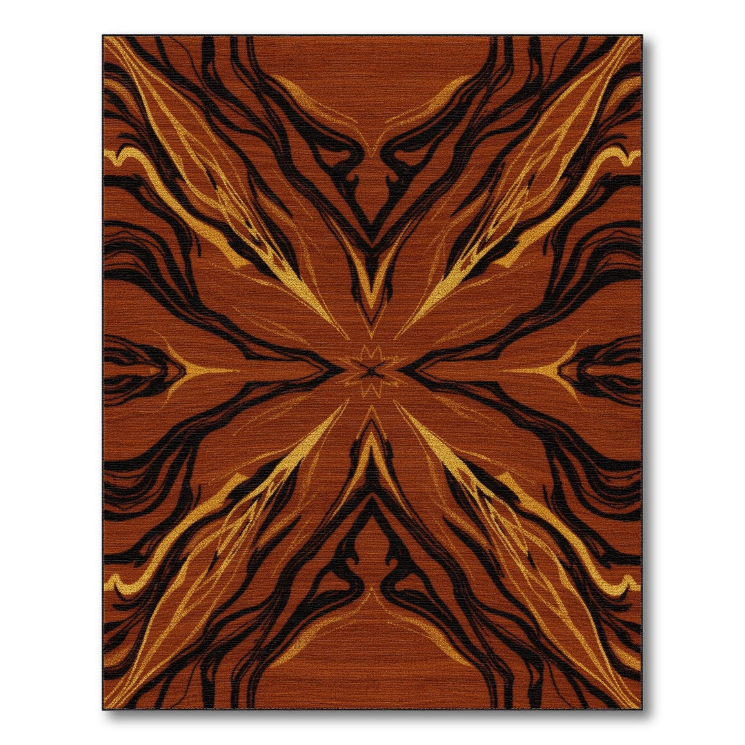 Radiant Brown Gold Abstract Area Rug