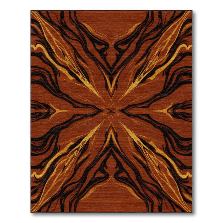 Radiant Brown Gold Abstract Area Rug