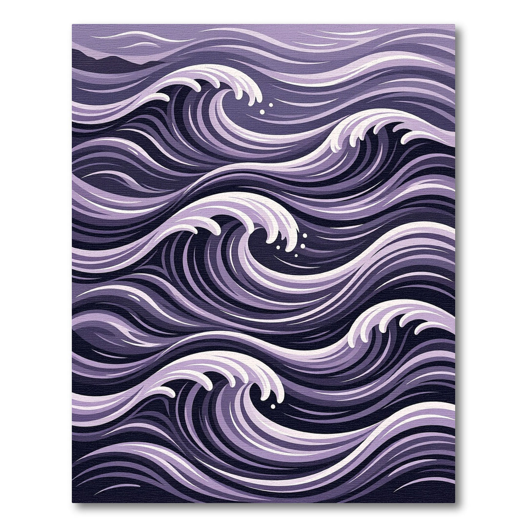 Abstract Purple and White Wave Rug