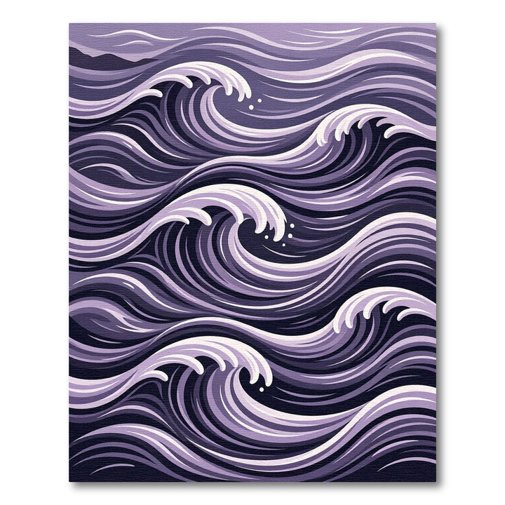 Abstract Purple and White Wave Rug