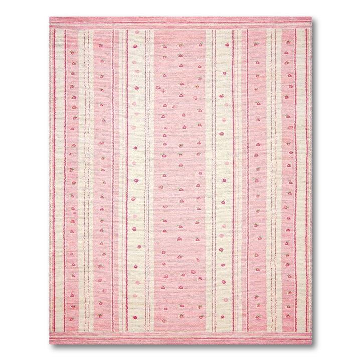 Pink Strawberry Striped Area Rug