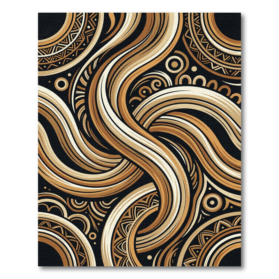 Rich Gold Swirl Tribal Medallion Rug