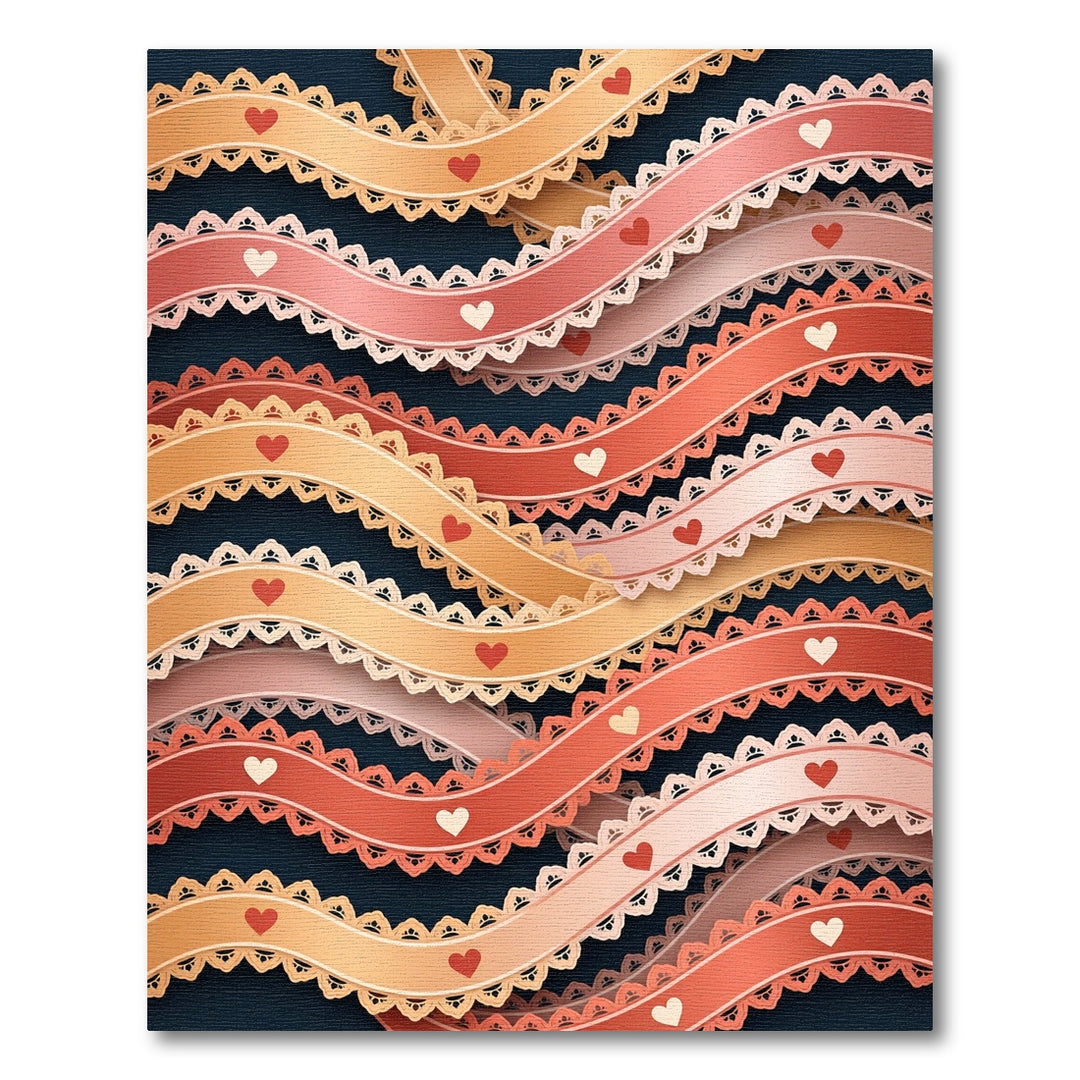 Pink Orange Heart Lace Ribbons Rug