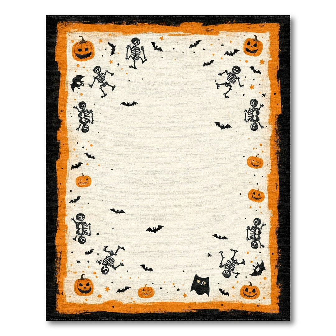Vintage Halloween Skeleton Pumpkin Area Rug