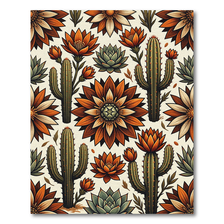 Desert Bloom Cactus Floral Art Rug