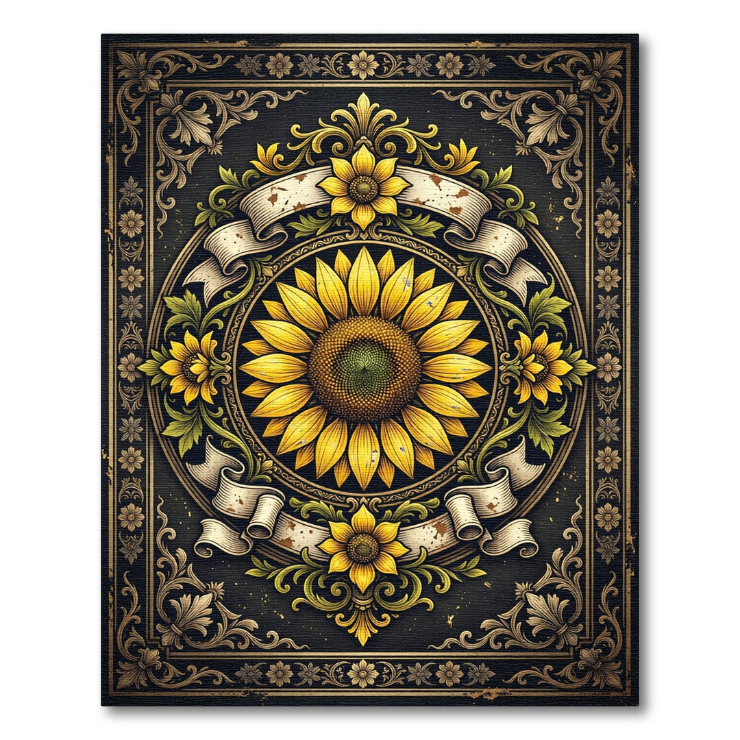 Golden Sunflower Vintage Baroque Rug