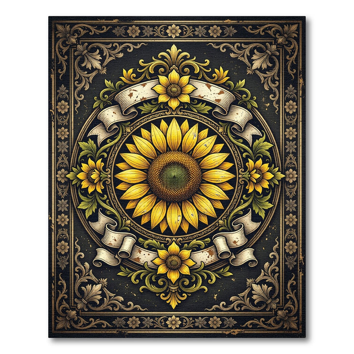 Golden Sunflower Vintage Baroque Rug