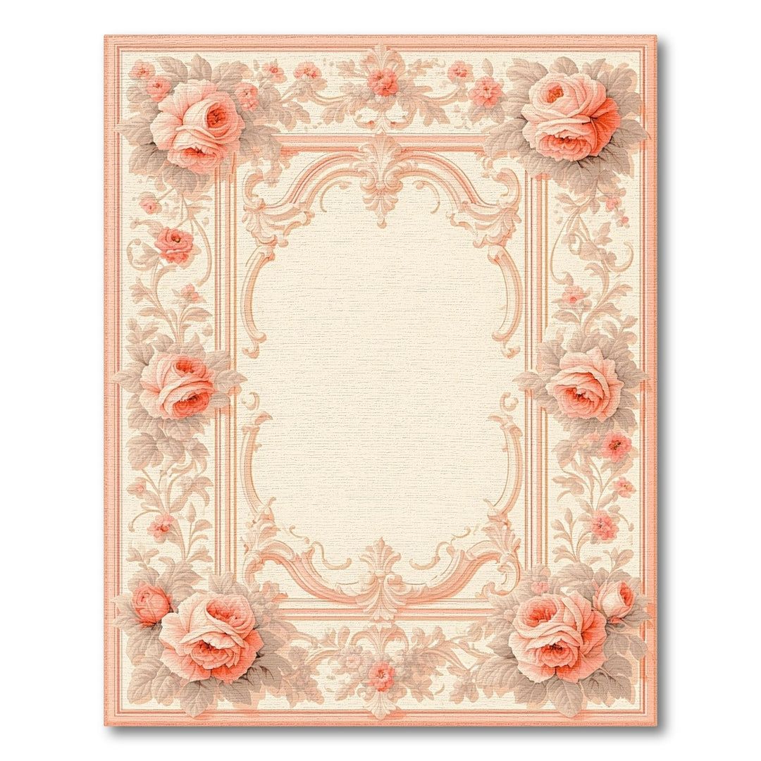 Blush Pink Rose Ornate Vintage Rug