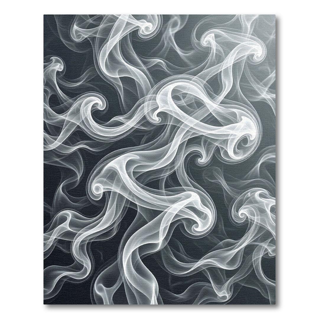 Abstract White Swirl Smoke Rug