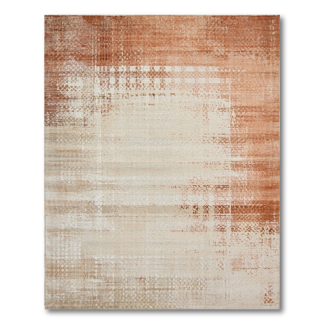 Distressed Vintage Beige Orange Area Rug